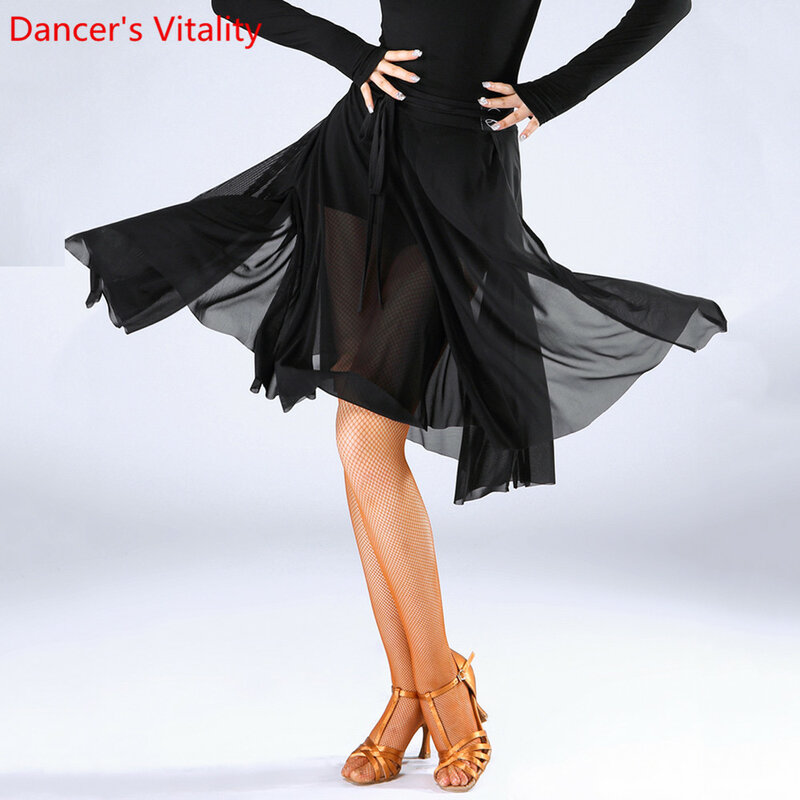 Saia feminina do painel externo de dança latina, saia sexy para dança de baile de tango, roupa para treino