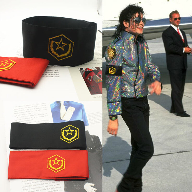 Rare Cosplay MJ Michael Jackson CTE Ricamo Armband Brassard Regalo di Halloween Del Partito Per La Pace Contro La Guerra in 1980 s