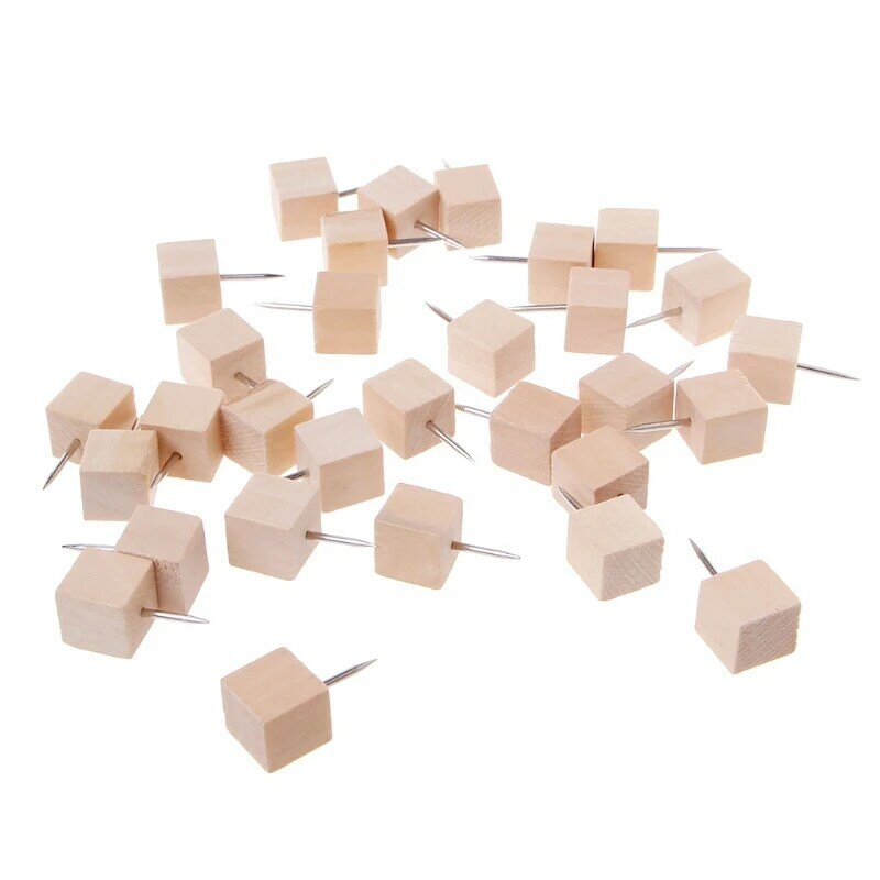 30 Pcs Wooden Thumbtack Quadrate used on cork boards bulletin boards