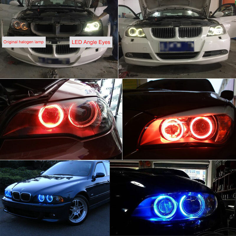 CANbus LED 엔젤 아이즈 마커 전구, 오류 없음, 화이트, 레드, 블루, BMW E90 E91 3 시리즈 325i 328i 335i 2006-2008, 10W, 2 개