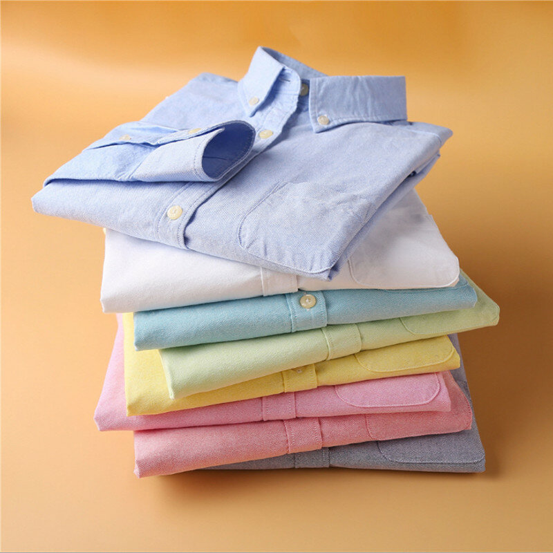 Blusa de algodón de manga larga para mujer, camisa Oxford blanca, color liso, estilo coreano, primavera, 2023