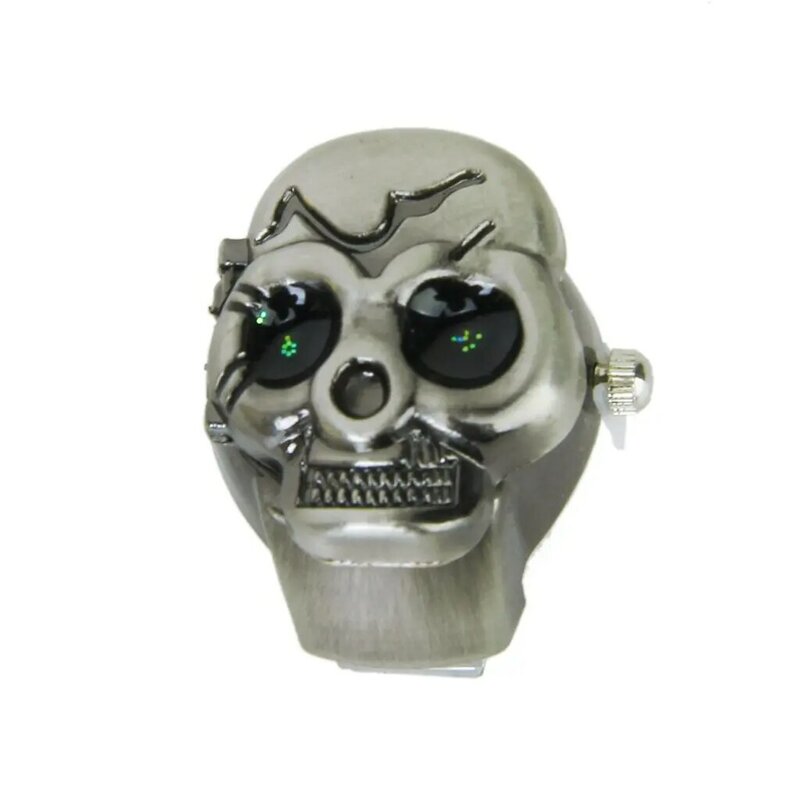 YCYS-Bronze Flip-Up Skull Cover Finger Ring Watch Stretchy Watchband