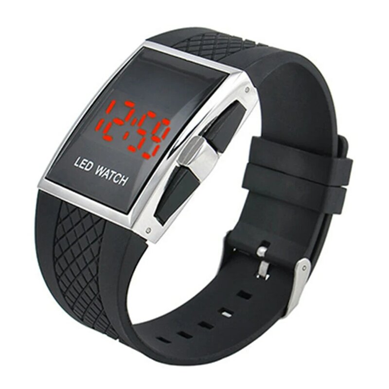 Moda na co dzień Unisex prostokątna szkatułka cyfrowy wyświetlacz LED sport zegarek na prezent