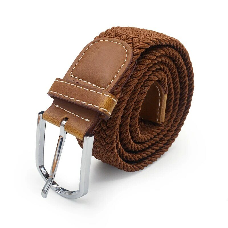 Men Elastic Stretch Waist Belt Black Canvas Stretch Braided Elastic Woven Leather Belt Wide Hot Metal Stretch Belt For Men
