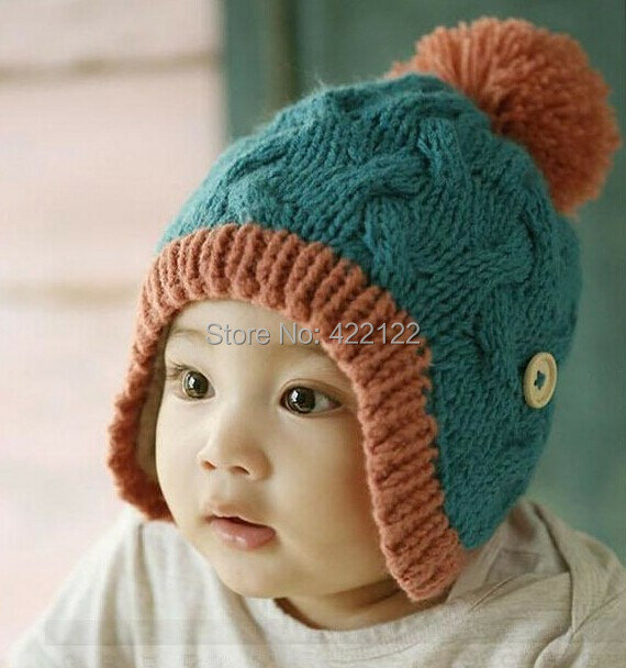 男の子と女の子のためのニットの冬の耳の保護帽子,子供のための真珠の冬の帽子,タートルネックピース/ロットmc01