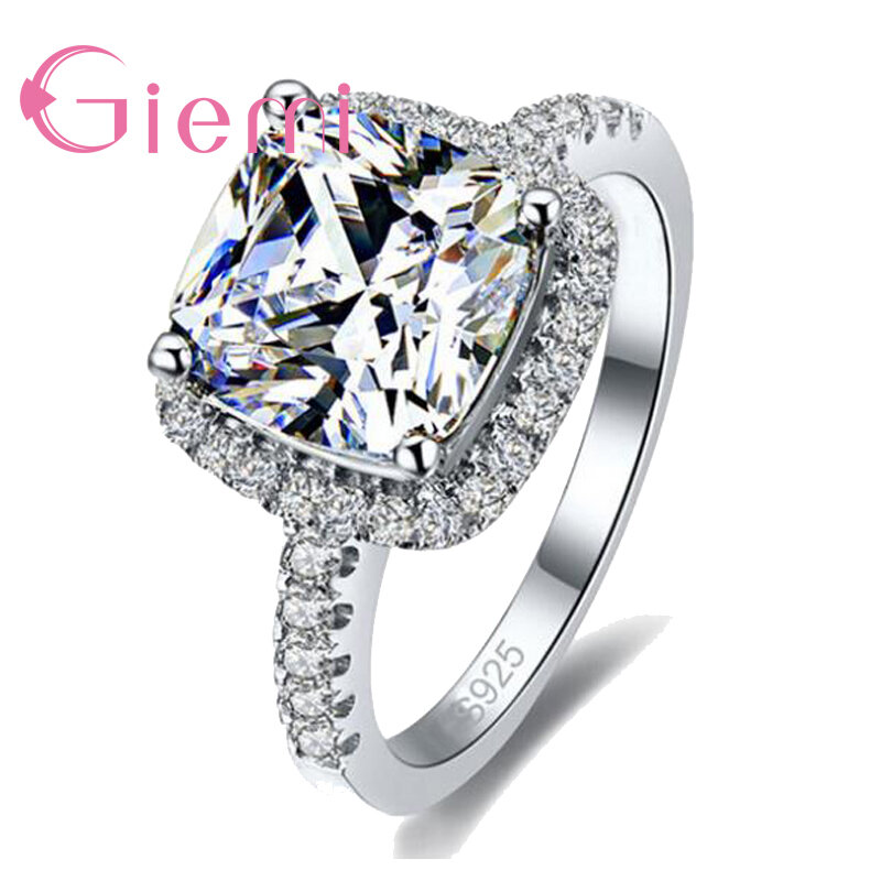 Trendy Fashion Wedding Rings for Women Cubic Zirconia Engagement Ring Female 925 Sterling Silver Finger Rings