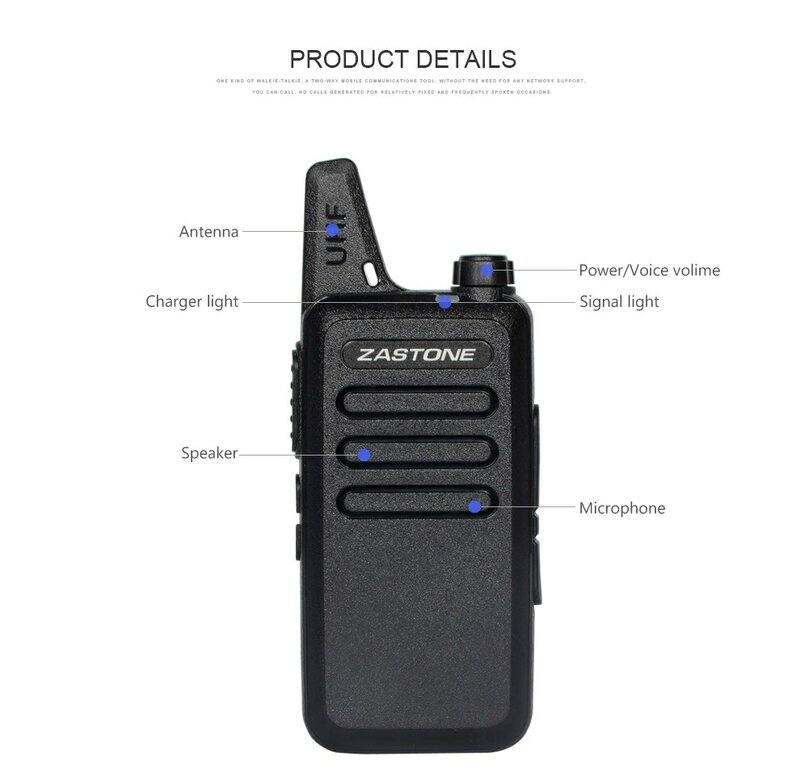 Zastone – Mini talkie-walkie X6, 400 – 470, UHF, Radio portative, communicateur, Radio amateur bidirectionnelle, 6 pièces