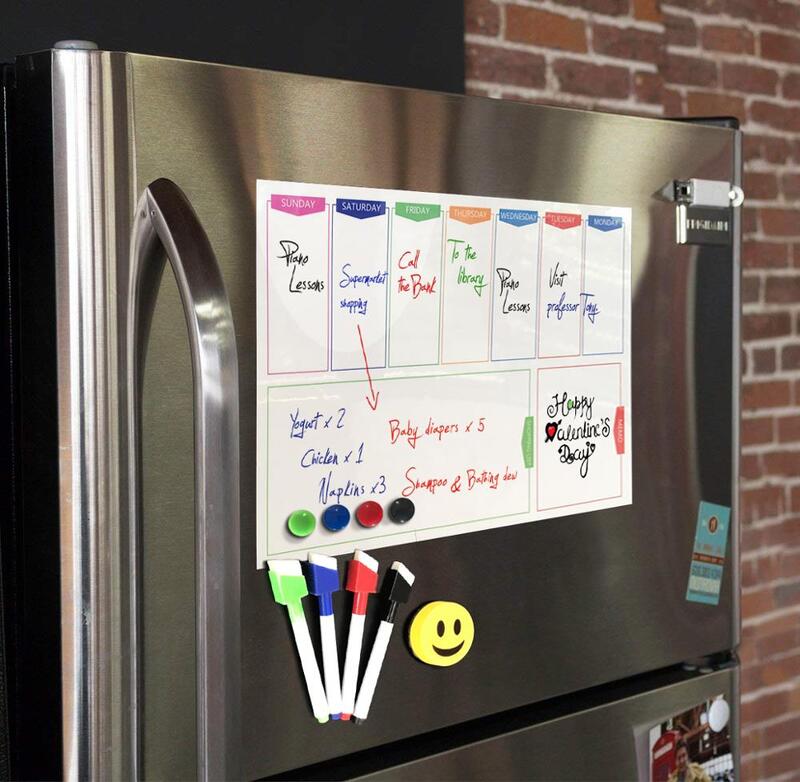 A3แม่เหล็ก Weekly & รายเดือนไวท์บอร์ดตู้เย็นแม่เหล็กยืดหยุ่นทุกวันข้อความวาดตู้เย็น Bulletin สีขาว Board