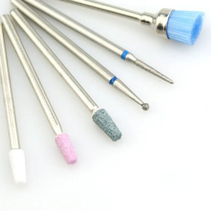 6pc Corundum Nail Drill Bit Milling Cutter Rotate Electric Manicure Burr Brush Set Gel Remove Nail Art Tools Accessories