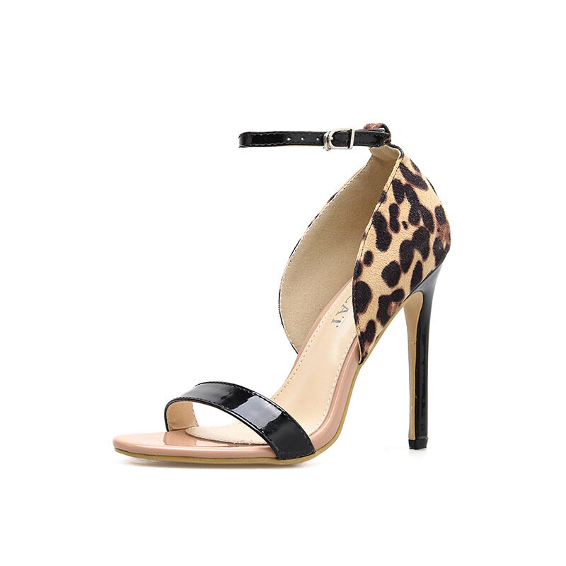 Shoes women 2019 summer fashion new word with open toe fine high heel sexy women's shoes wild pointed leopard sandals