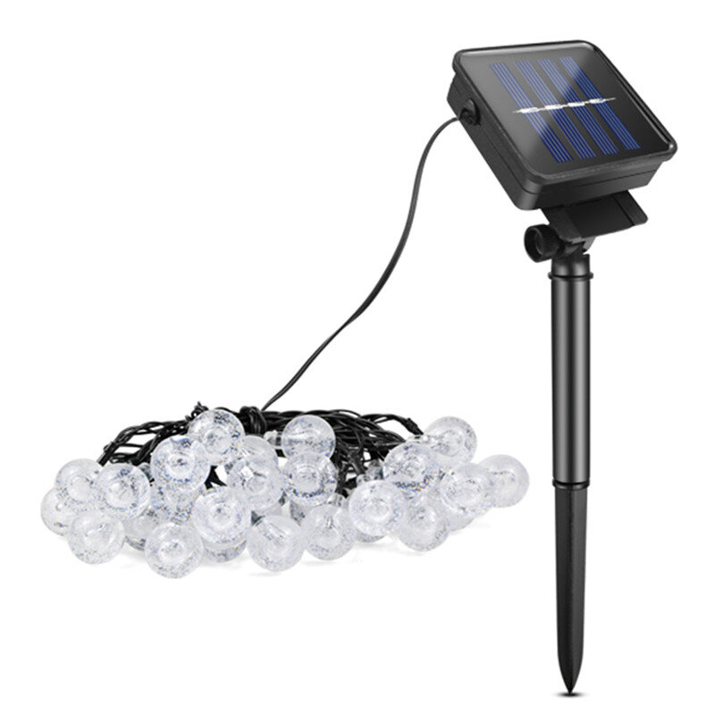 Guirxiété solaire à 20/30/50 LED en forme de boule de cristal, luminaire décoratif d'extérieur, idéal pour un jardin ou comme décoration de Noël