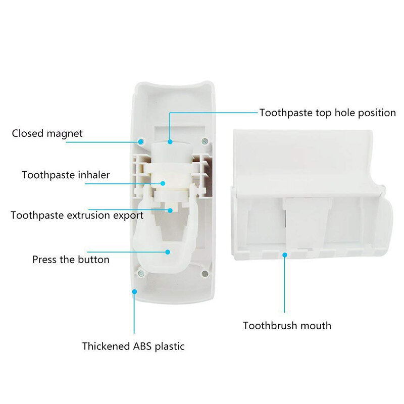 GOALONE 2Pcs/Set Toothbrush Holder Hands Free Automatic Toothpaste Squeezer with Wall Mount Toothbrush Holder Set for Bathroom