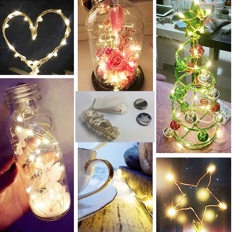 Cadena de luces LED de Navidad, alambre de cobre, para Festival, boda, centro de mesa, fiesta, Decoración de mesa del hogar, 2M, 20 LED