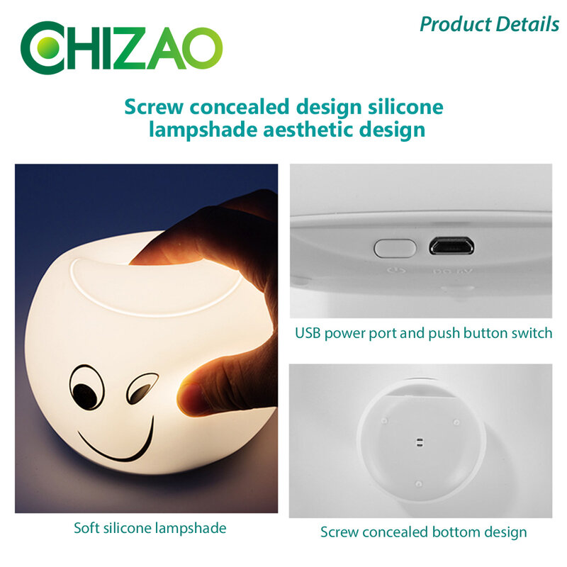 CHIZAO douce Silicone respiration LED veilleuse 3 Modes lampe anti-moustiques USB charge ou batterie enfants Animal lampe