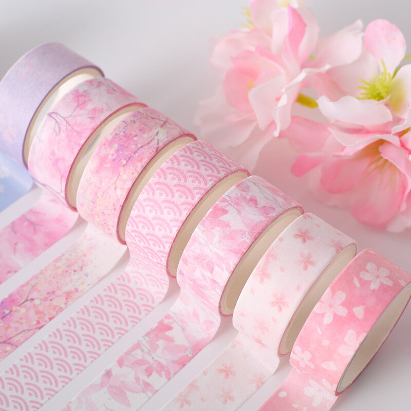 1 unidad de cinta de papel Washi estilo japonés frescura creativa Sakura álbum DIY Tech decoración pegatinas cinta adhesiva