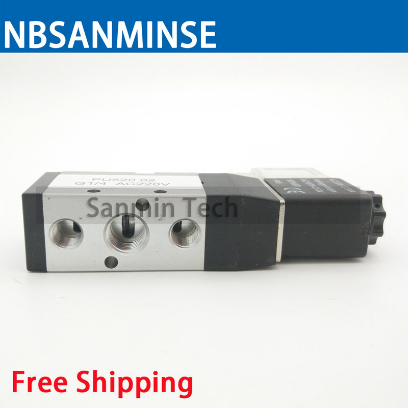 PU520 Solenoid Valve 1/4 3/8 1/2 Control Valve Electrical Pneumatic Valve Two Position Five Way For Automation System NBSANMINSE