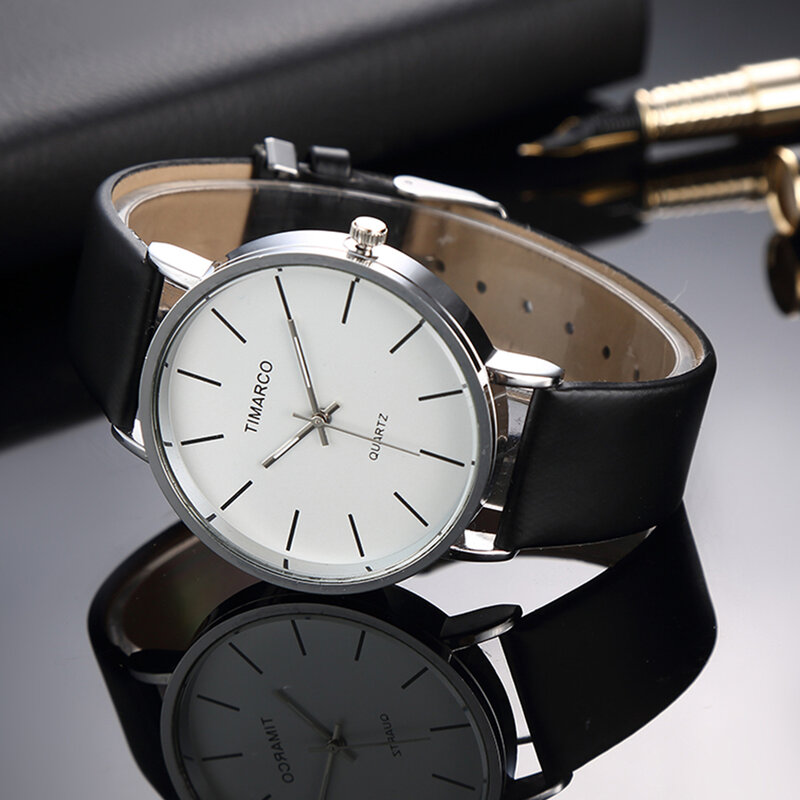 Relógios de couro branco estilo simples para mulheres, relógio de pulso casual feminino, moda minimalista, 2023