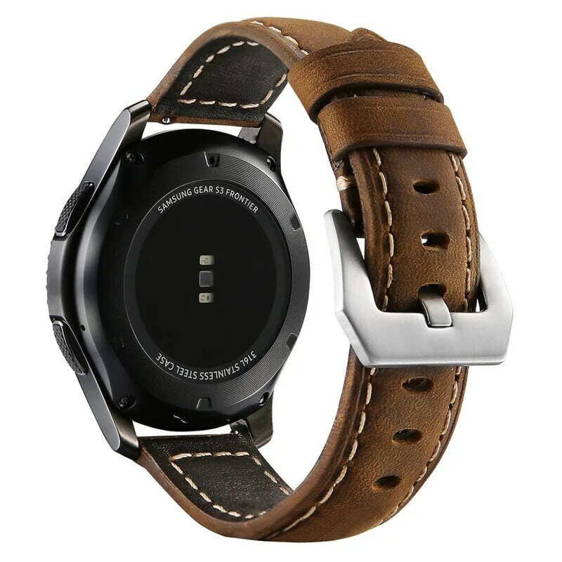 Do Samsung Galaxy Watch 46mm pasek 22mm Premium Vintage szalony koń prawdziwy skórzany pasek do Samsung Gear S3 Frontier Classic