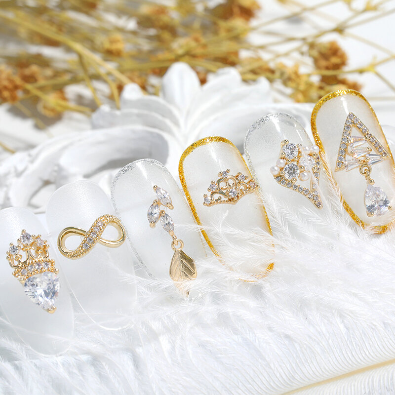 Cadena colgante de cristal en forma de gota de agua para decoración de uñas, joyería de lujo, 13 tipos, diamantes de imitación de cristal de circón para uñas, 2 piezas