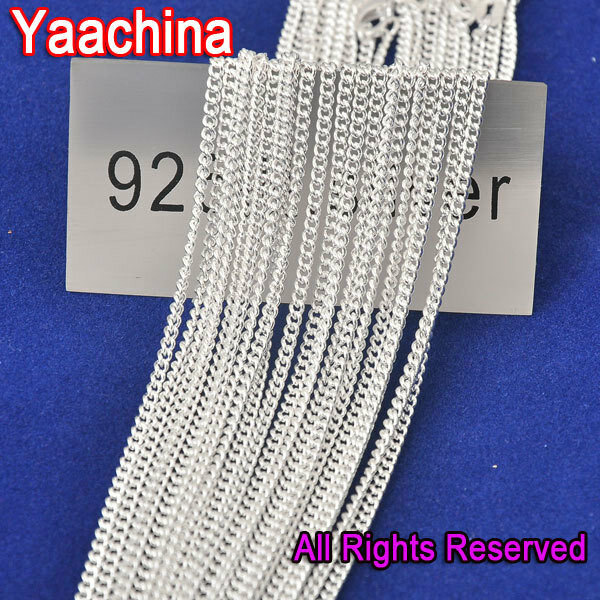 Stock 24Hours 100PCS 18" Jewelry Findings Flat Curb Link 925 Sterling Silver Necklace Chains For Pendant Bulk