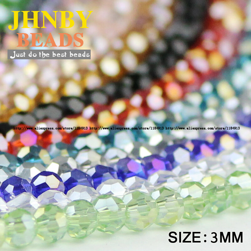 JHNBY – perles de cristal autrichien à facettes de 3mm, 200 pièces de qualité supérieure, forme de sphère ronde, perles libres pour la fabrication de bijoux, bracelet, bricolage