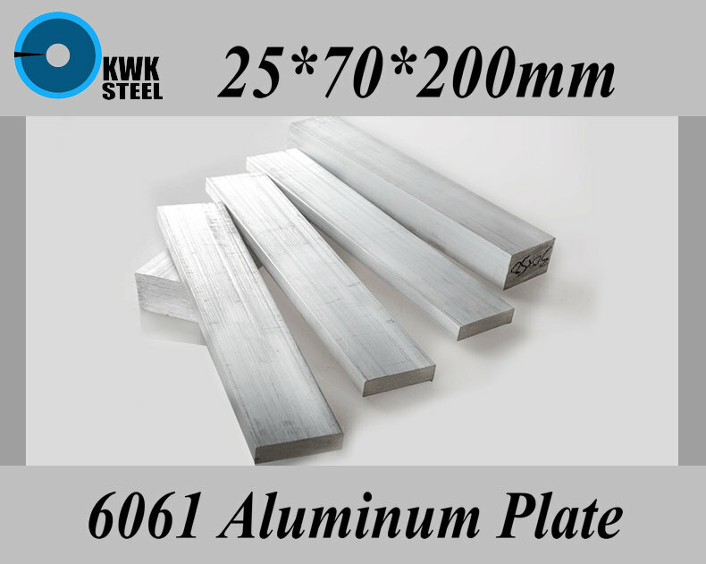 Aleación de aluminio de 25x70x200mm, placa 6061, hoja de aluminio, Material de bricolaje, envío gratis