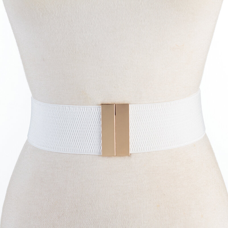 Nuovo Cinturino HOT delle Donne cinture cinghia elastica larga cintura fibbia in oro cummerbund nero femmina vestito bianco decorazione regali