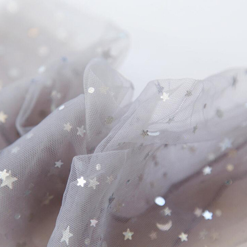 Calcetines finos transparentes de encaje para mujer, medias largas de tul de malla, Estrella y luna