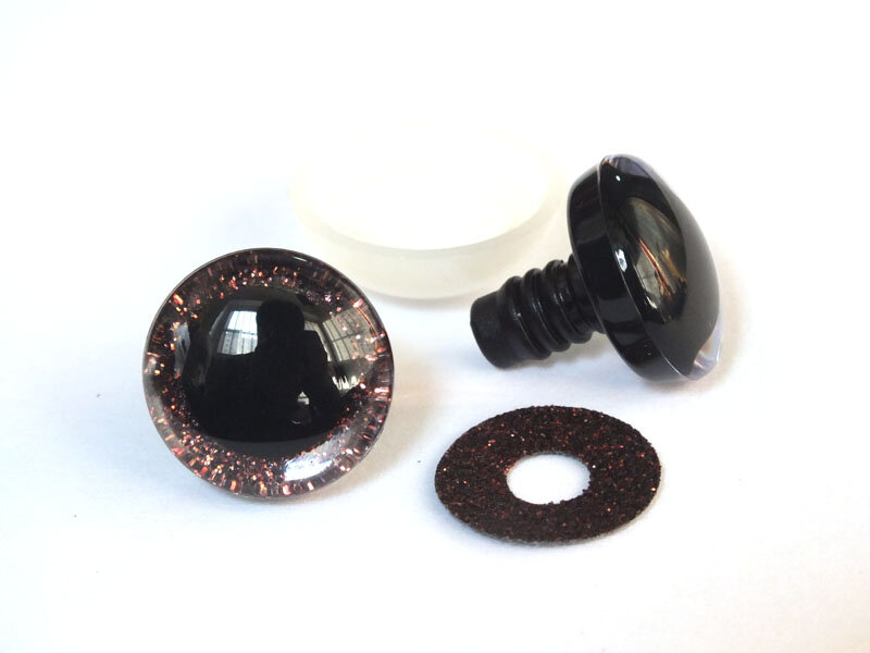 20pcs 12mm/14mm/16mm/20mm/25mm 투명 사다리꼴 플라스틱 안전 장난감 눈 + 반짝이 부직포-크기와 색상을 선택할 수 있습니다