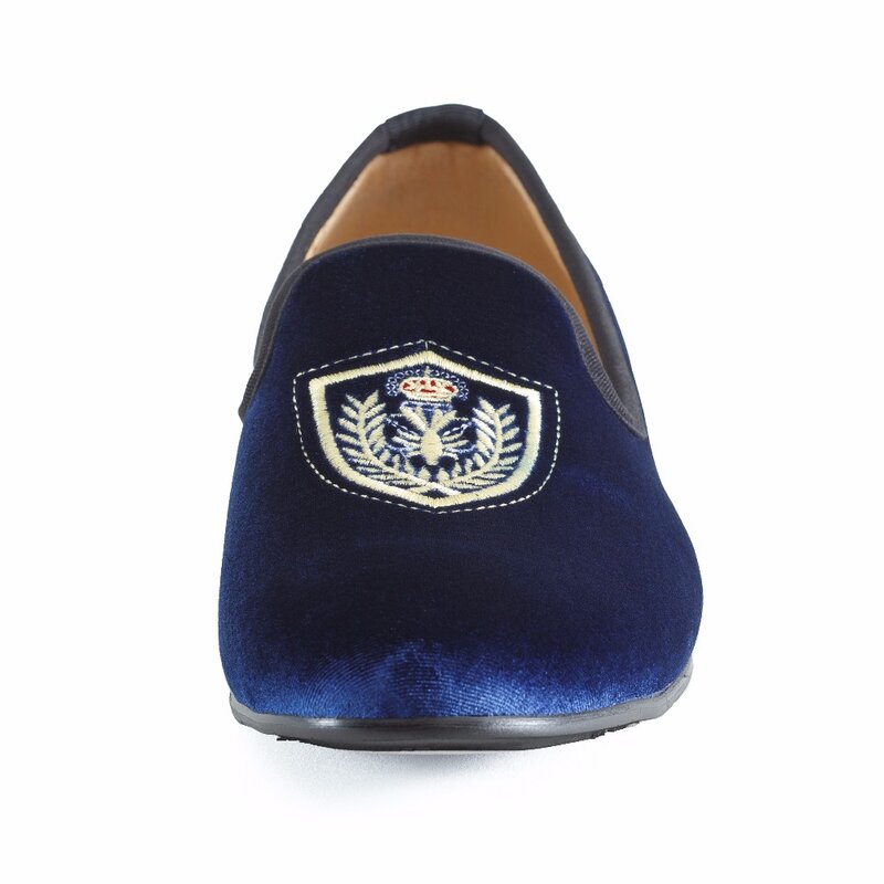 Mocassins en velours bleu pour hommes, chaussures décontractées à enfiler, style britannique, pour fête et mariage, nouvelle mode, US 7-13