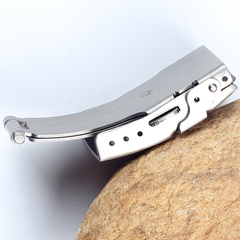 Aço inoxidável Watch Band implantação fivela fecho, prateado Fold Strap Fecho, 16mm, 18mm, 20mm, 24mm