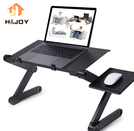 Portable Foldable Adjustable Laptop Desk Computer Table Stand Tray For Sofa Bed Black