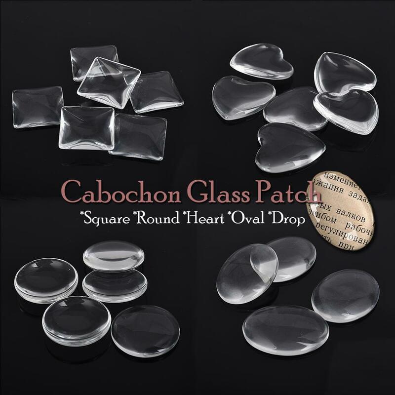 Cabujones transparentes en forma de lágrima para fabricación de joyas, cabujones redondos, ovalados y cuadrados, cristal transparente con parte posterior plana, colgante hecho a mano