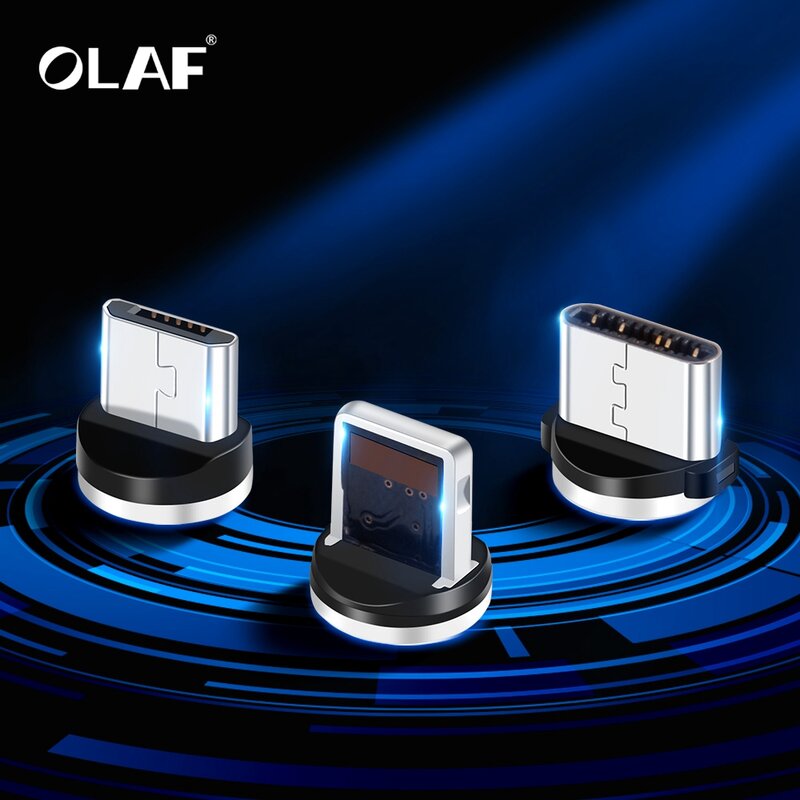 Olaf-cabo magnético usb tipo c, plugue micro usb, para iphone, samsung, xiaomi, huawei, nokia, lg, adaptador de carregamento rápido
