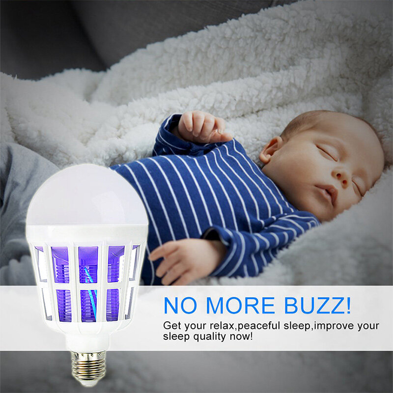 220V E27 UV LED Bulb 15W Mosquito Killer Lamp 2 In 1 Mosquito Trap Insect Killer Light Bulb Fly Bug Zapper Night Light For Baby