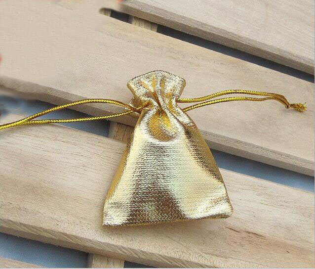 Bolsas de embalaje con cordón doradas hechas a mano, 13x18cm, 50 piezas, para boda/fiesta/Navidad/regalo/joyería