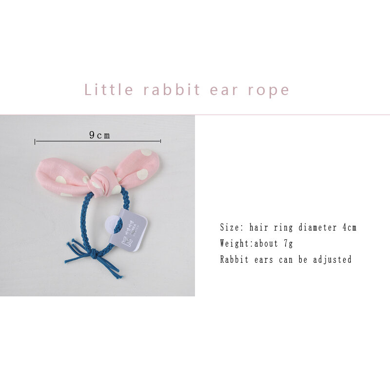Women Girls Cute Printing Point Rabbit Ears Elastic Hair Bands Fabric Ponytail Holder Hair Ropes Rubber Bands Hair Accessories