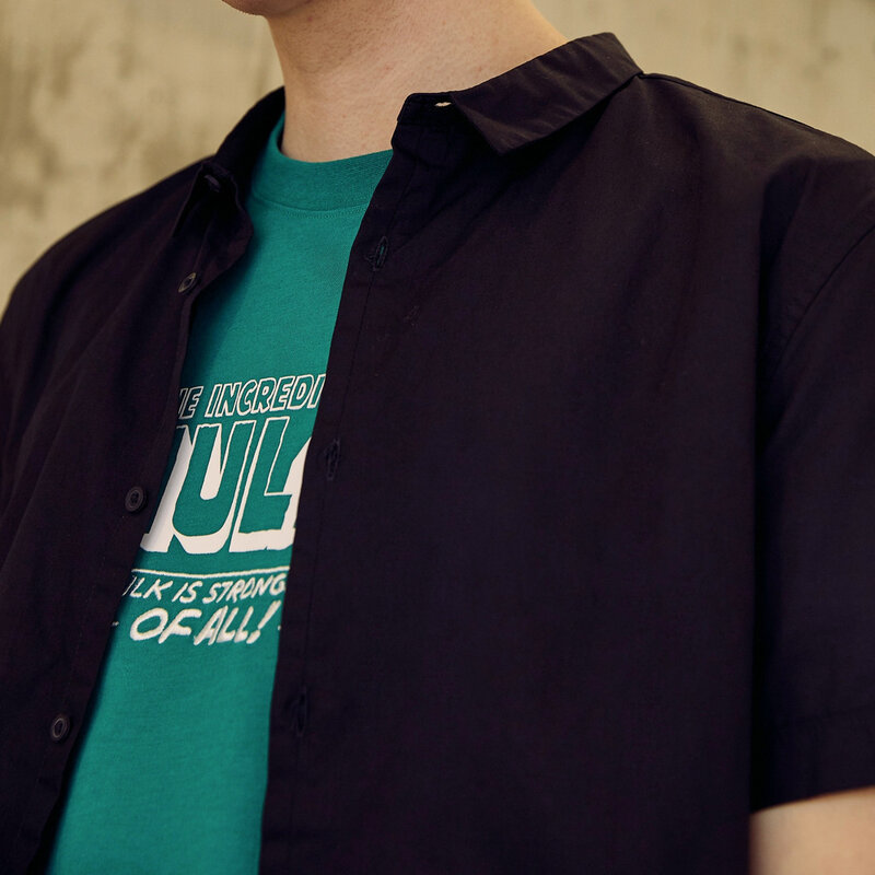 Мужская рубашка с коротким рукавом Metersbonwe, однотонная Однотонная рубашка в гонконгском стиле, рубашка из ткани Оксфорд, Новинка лета 2019