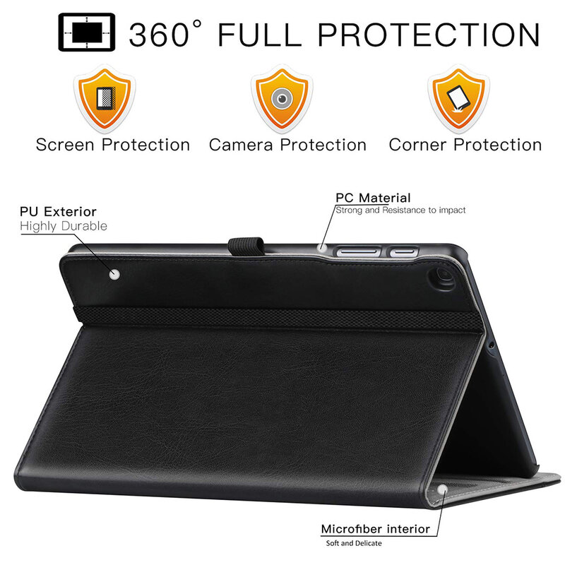 Stand Case untuk Samsung Galaxy Tab A 10.1 Tablet (Rilis 2019, Model SM-T510/T515/T517)-Premium PU Leather Cover dengan Tali Tangan