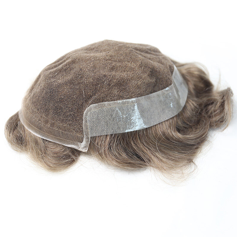 #17 biondo miele bello parrucche per capelli umani parrucche Peruke 100% sostituzione dei capelli veri breve onda leggera 7x9 pizzo svizzero