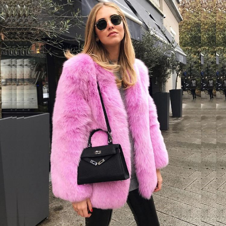 Novo estilo high-end moda feminina inverno em torno do pescoço falso casaco de pele de raposa