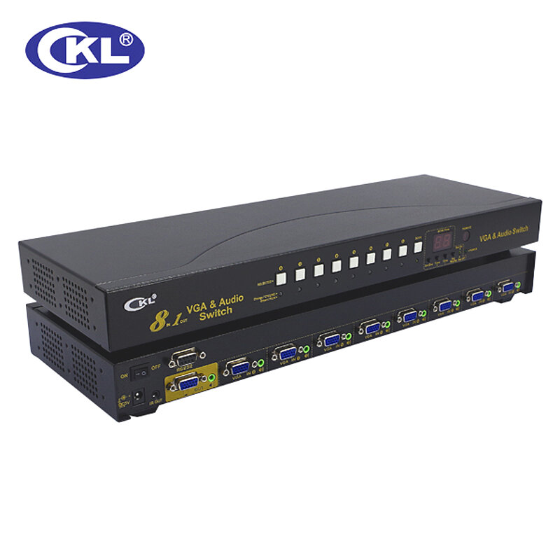 CKL-81S 8 ميناء السيارات VGA التبديل مع الصوت 8 في 1 خارج PC مراقب الجلاد مع IR عن بعد RS232 التحكم 2048*1536 450MHz