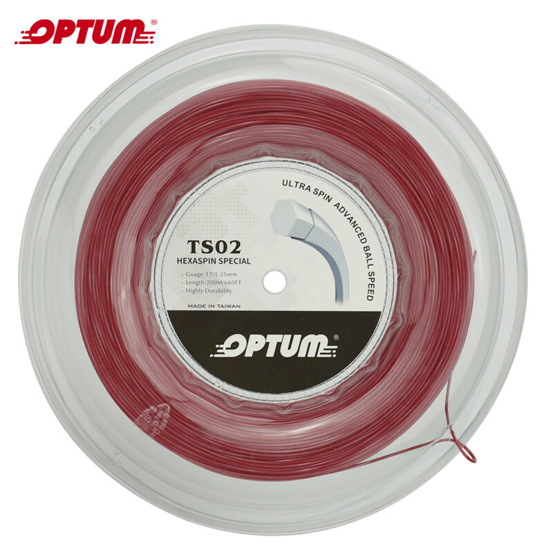OPTUM HEXRASPIN 특수 육각 테니스 스트링 탑 스핀 폴리에스테르 라켓 스트링 트위스트, 내구성 있는 체육관 스트링, 릴 당 200m, 1.25mm