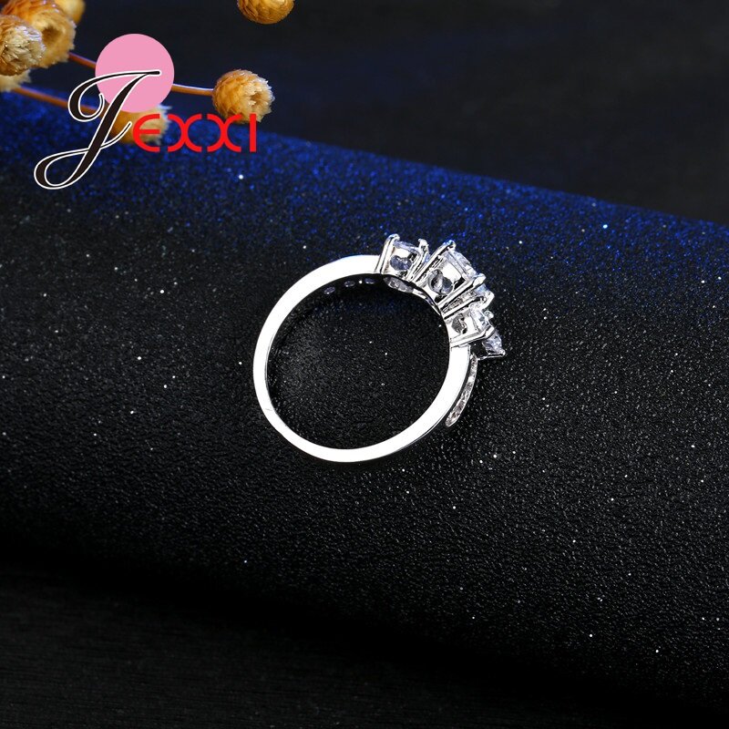 Top Quality Women Girls Fashion Wedding Jewelry Accessories 925 Sterling Silver Promise Rings Clear CZ Crystal Wholesale Price