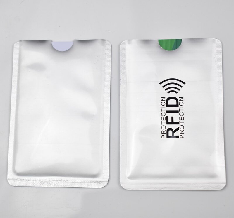 ปลอกแขนป้องกันการสแกนบัตร RFID 1ชิ้น/ล็อตกระเป๋าใส่บัตรเครดิตป้องกันบัตรธนบัตรอะลูมิเนียม6.3*9.1ซม.