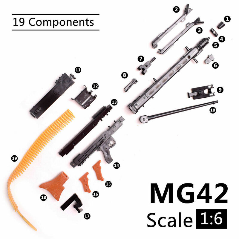 1/6 Scale MG42 Toy Gun Model Assembly Puzzles Building Bricks Gun Soldier Machine Gun Fit 12"Action Figure