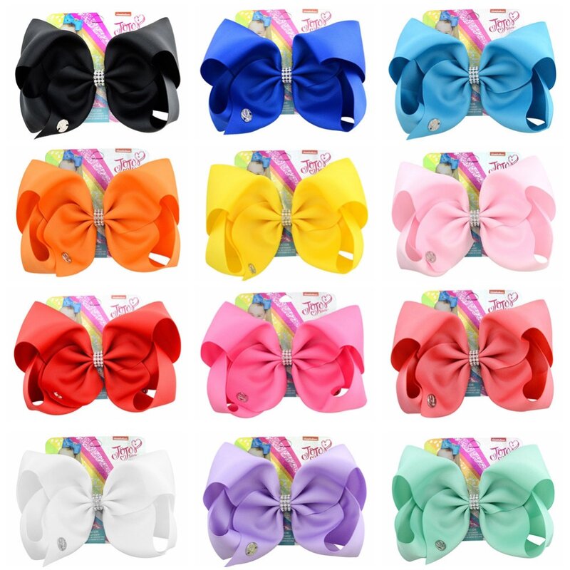 8 pulgadas DIY fiesta decoración poliéster sólido Jojo lazos para niñas cumpleaños lazos para el cabello para niñas con Clips Bowknot hecho a mano de Pascua