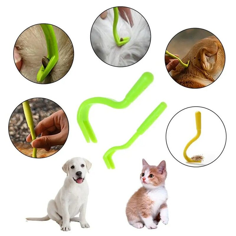 2PCS Pets Tick Removal Tool Dual Teeth Tick Twister Cats Dogs Cleaning Supplies Mites Twist Hook Remover Hook Pet Supplies