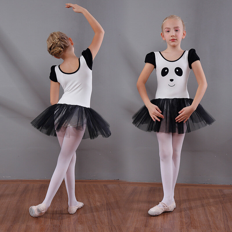 Балетное платье для девочек, Женский костюм для танцев, костюм для девочек с изображением панды, костюм с коротким рукавом для девочек, Детский костюм на день D0790