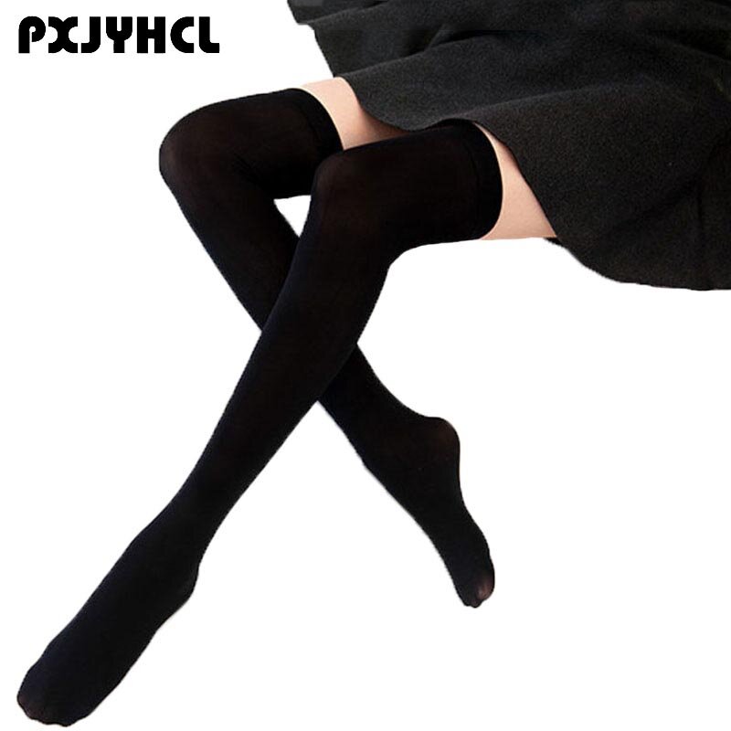 Mulheres sobre o joelho alto meia soild estudante japonês sexy meias longas perna menina coxa lingerie festa preto opaco meias